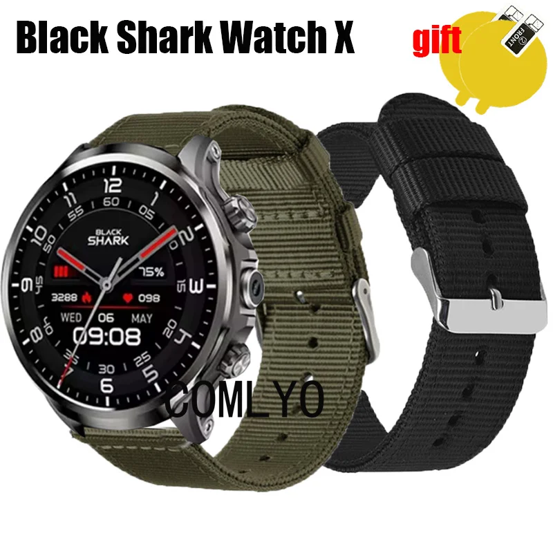 For Black Shark Watch X Strap Smart watch Band Nylon Canva Belt Women Men Screen protector film