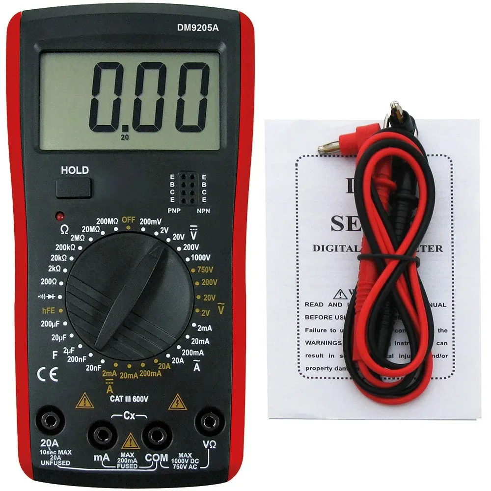 

DM-9205A Digital Multimeter Transistor Capacitor Meter Tester AC/DC Electrical NCV Test Meter Analog Auto Range Multi Meter