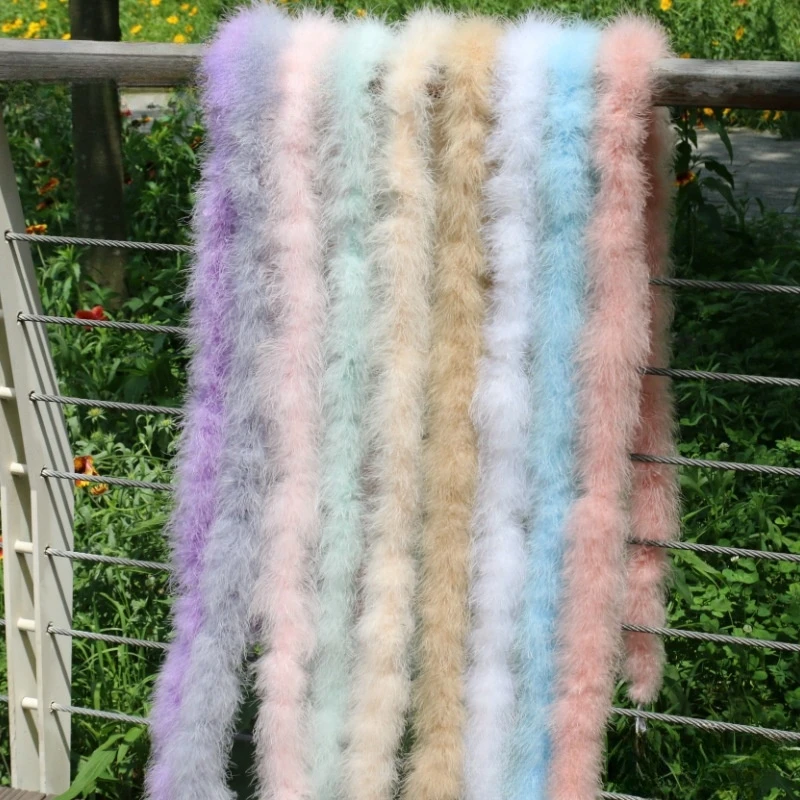 Soft Fluffy Turkey Feather Boa 2Meter 20g Colorful Feathers Boas Strip for DIY Sewing Clothing Jewelry Crafts Decoration