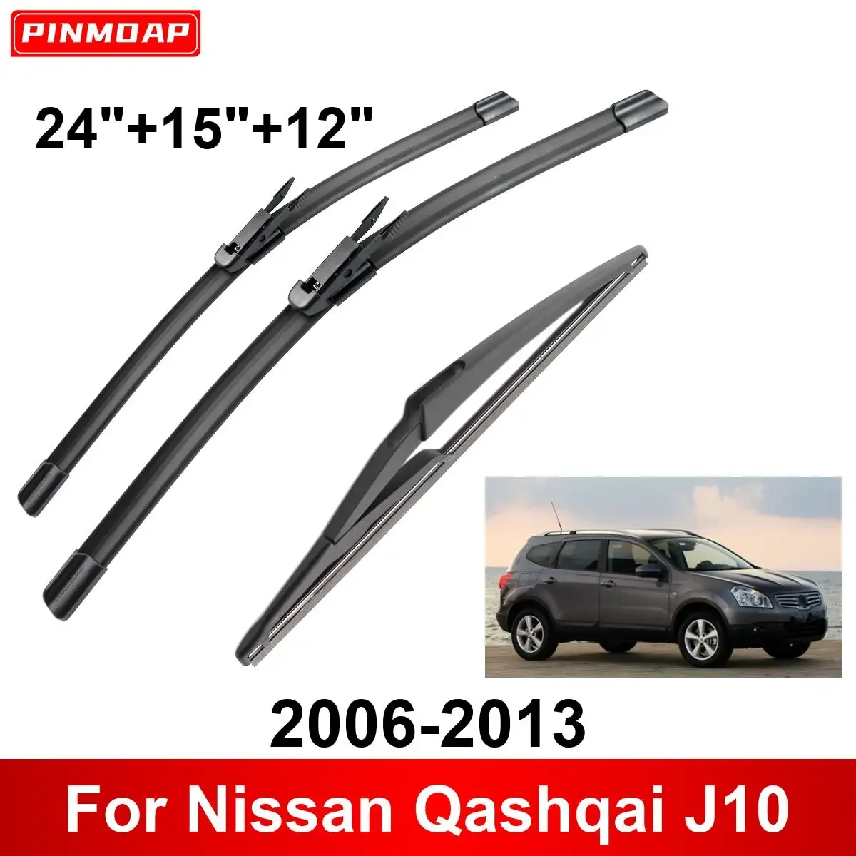 3PCS Car Wiper For Nissan Qashqai J10 2006-2013 Front Rear Wiper Blades Brushes Auto Accessories 2008 2009 2010 2011 2012 2013