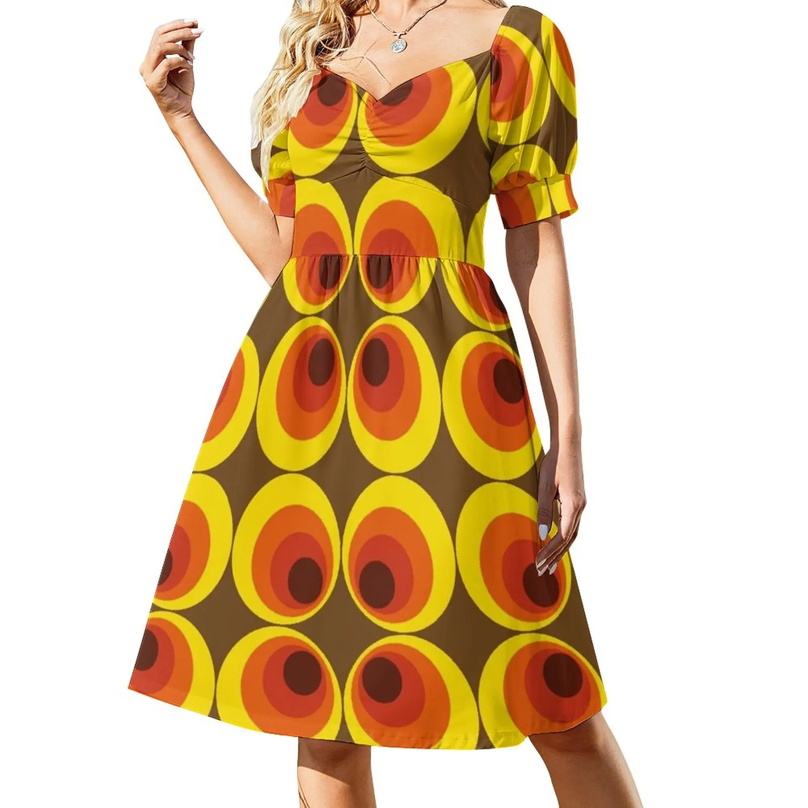 

70s, 80s funky vintage circle pattern Sleeveless Dress women's fashion dresses women's summer clothing 2023 dress for women 2023