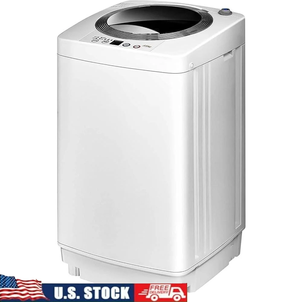 Portable Full Automatic Washing Machine Mini Laundry Washer Top Load Spin Dryer 5 Programs 3 Water Levels Compact Design