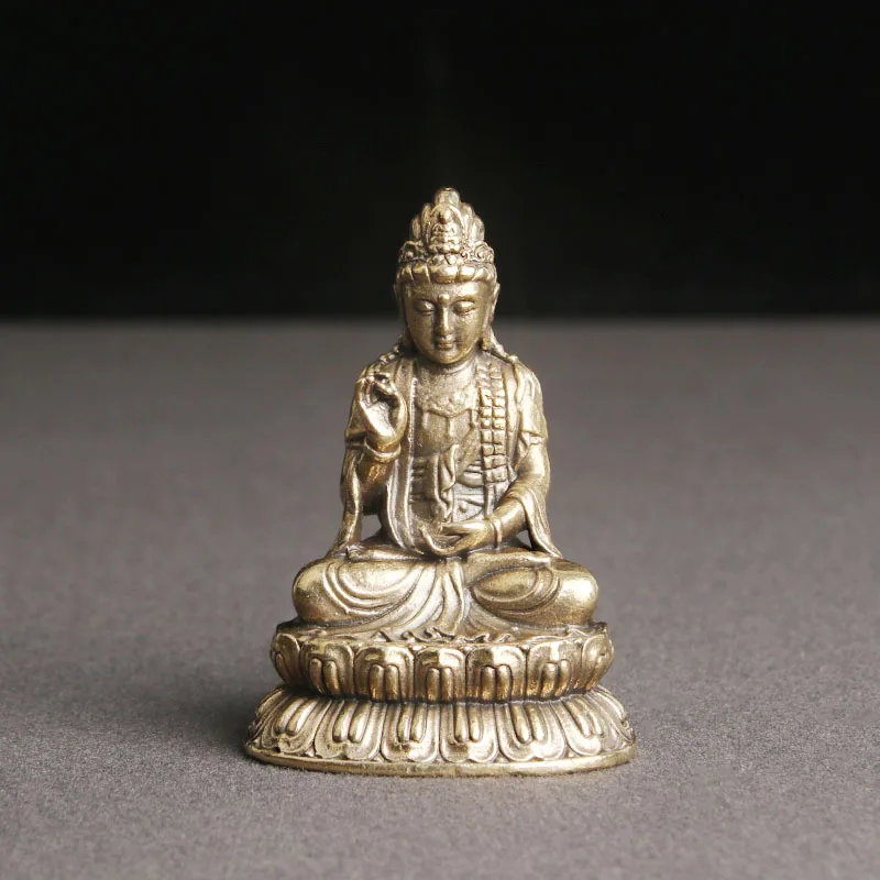 Retro Brass Grand Supreme Bodhisattva Bronze Sculpture Buddha Desktop Ornament