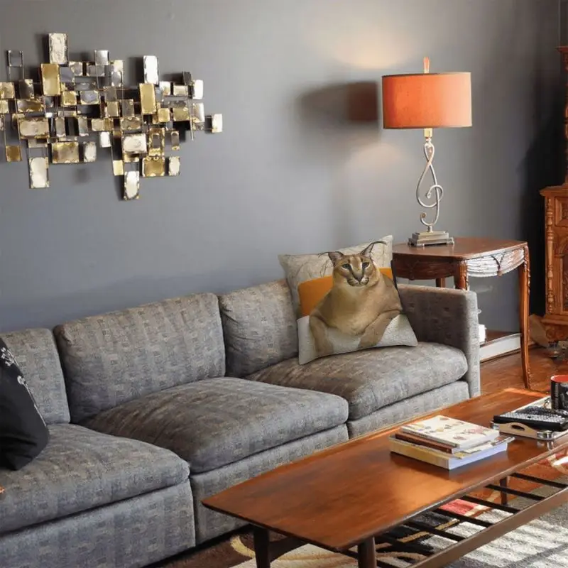 Nordic Floppa Cat Funny Meme Kissenbezug für Sofa Soft Caracal Dekokissenbezug Home Decor