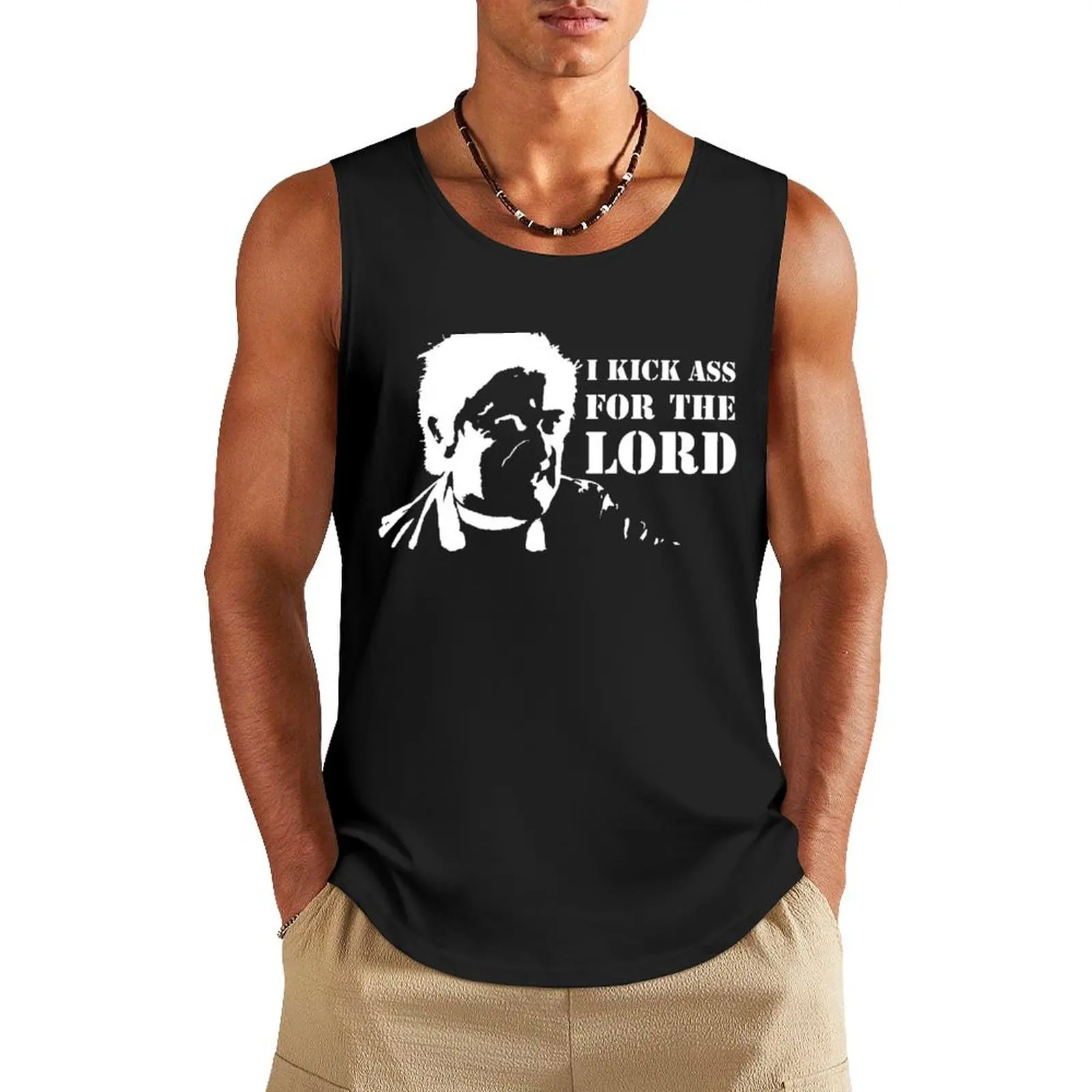 I kick ass for the lord! Tank Top Top Men's gym articles T-shirt sports Gym T-shirts for men