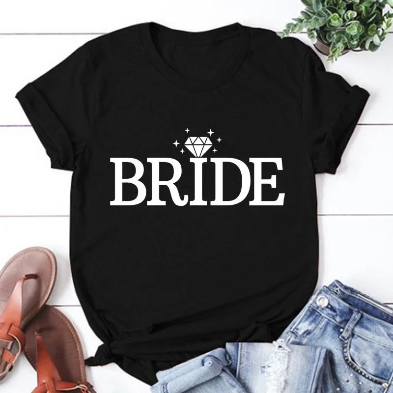 New Wedding Party T Shirt Women Men Fashion Bride Groom Print Short Sleeves Loose T Shirt Summer Couple Tops Tees(Premium shirt)