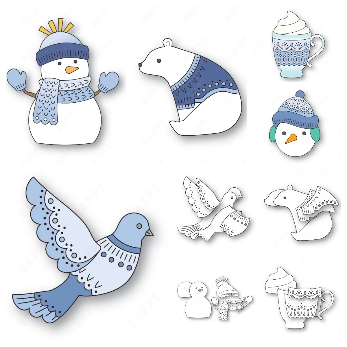 

Bundled Snowman Dies Metal Cutting Dies Mold Craft Decoration Scrapbooking Embossing Template DIY Greeting Card Handmade