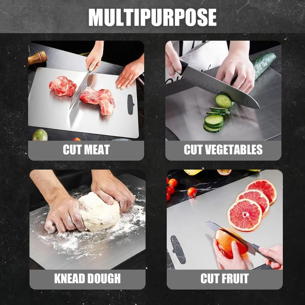 เขียงสเตนเลสสตีลสำหรับครัว - แคทชีฟ แบบสองด้าน ปลอดสารพิษ ใช้กับเครื่องล้างจานได้ ชุด 4 ชิ้น (S+L+XL+XXL)