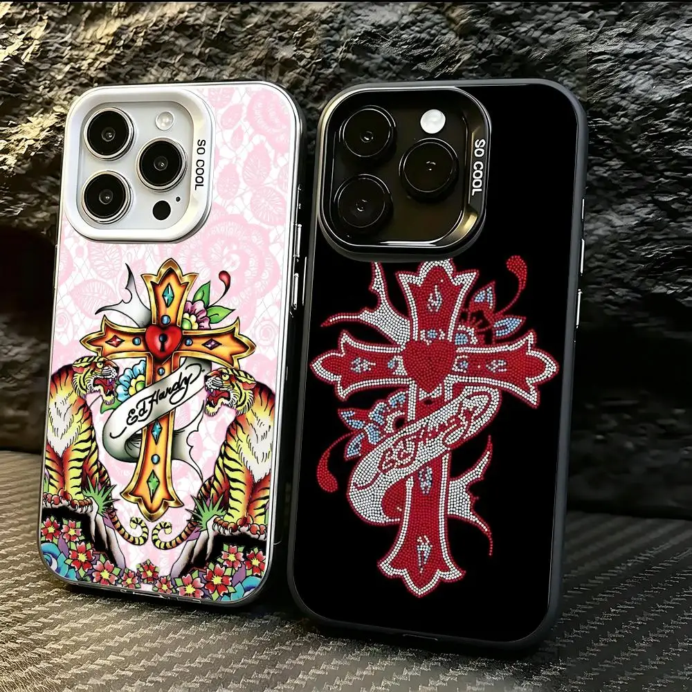 Funda para Teléfono Marca E-Ed Hardy para iPhone 17 16 15 14 13 Pro Max Air, Rígida, Mate, Antigolpes