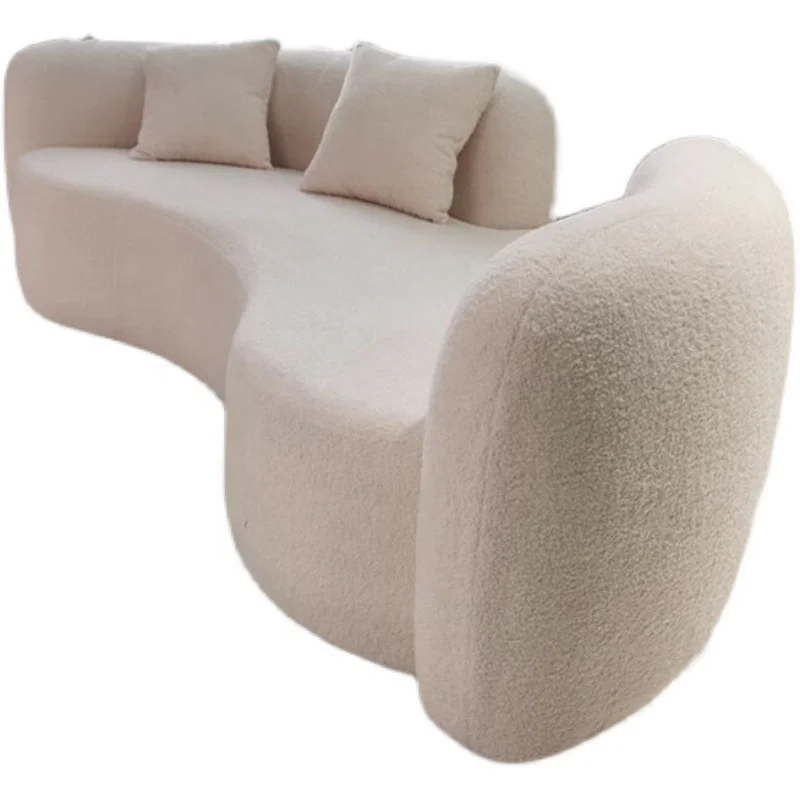 Nordic Simple Sofa Set Lamb Velvet Double Person Sofa Curved Sofa Chair Combination Support Customization