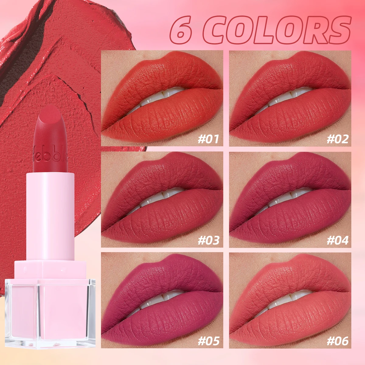 أحمر شفاه USHAS غير لامع، يدوم طويلاً ولا يبهت، ملمع شفاه أحمر مخملي، أحمر شفاه أحمر راقي