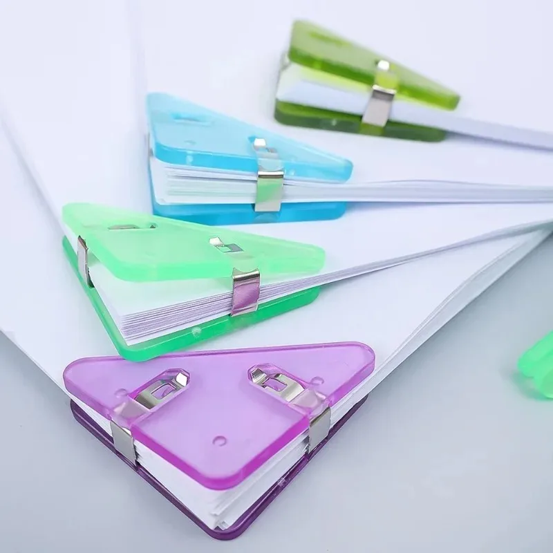 Kawaii Clear Triangle Clip File Paper Index Photo Clamp Page Holder Stationery Office Desktop Organizer for Folder School Office