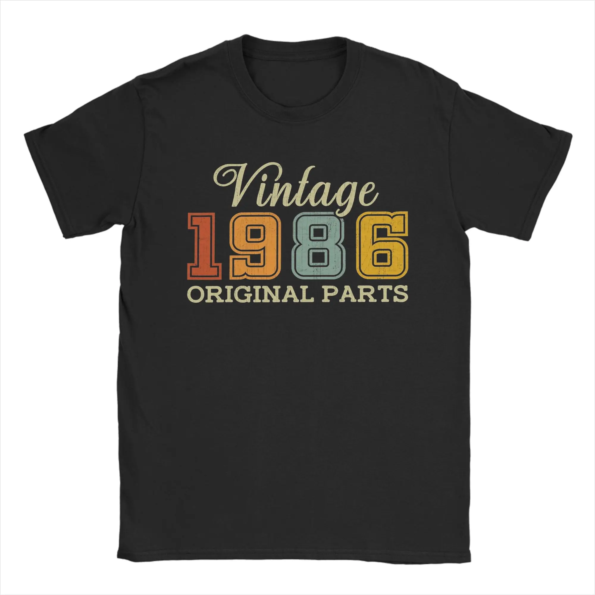 

Men's T-Shirt Vintage 1986 Limited Edition Crazy Cotton Tee Shirt Short Sleeve T Shirts O Neck Clothes Birthday Gift