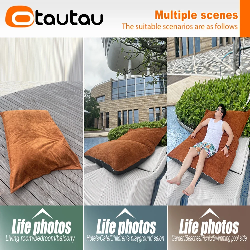 OTAUTAU New Upgraded! 140x180cm Bean Bag Cover with Washable Long Zipper Without Filling Home Outdoor Waterproof Pouf Saon DD088