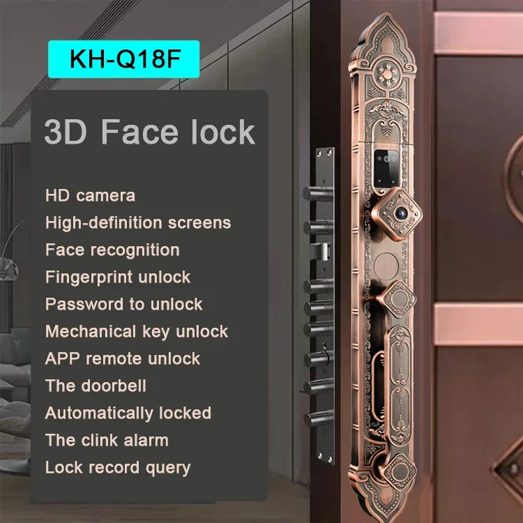 European Style keyless cerradura inteligente Home Security key Face Recognition Card Digital home electronics Smart Door Lock