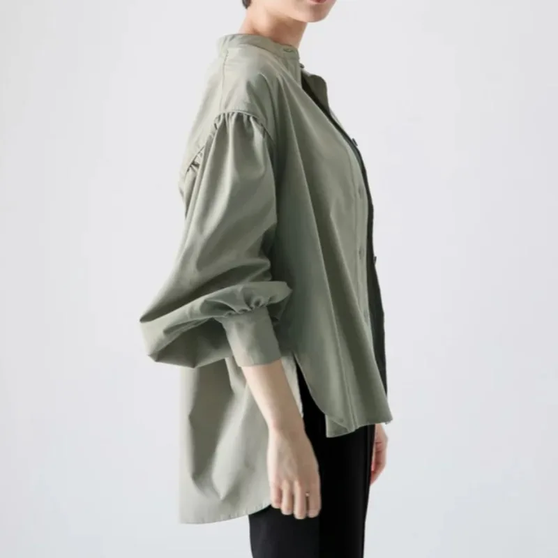 

Sweet Large Size round Ne Lantern Sve irt Women's Faion ort Front Long Ba Top Polyester Fiber Long Sve Loose Fit