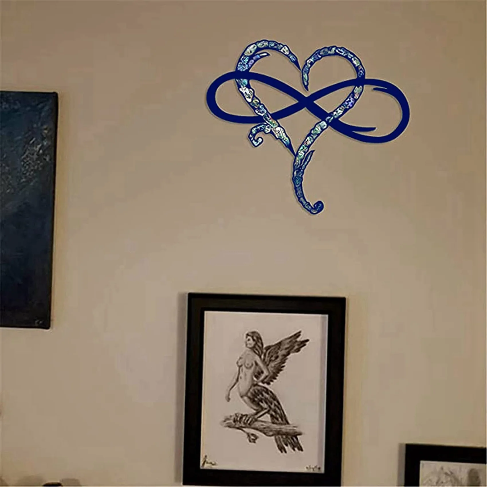 ABSS-2X Metal Wall Decoration Unique Design-Wall Art Room Decoration Eternal Love Infinite Heart Iron Art Interior Decor-S