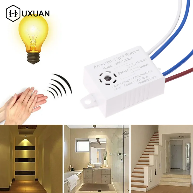 Módulo de interruptor de Sensor de voz de sonido, Control óptico acústico LED, interruptor de inducción, Detector de Sensor de Control de voz automático