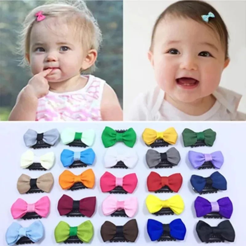 10/20Pcs Baby Mini Small Bow Hair Clips Hairpins Safety Cute Hair Pins Ribbon Barrettes for Children Girls Kids Hair Accessories