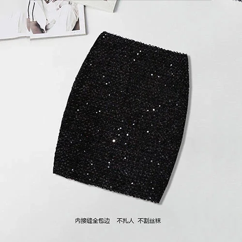 Bag Hip High Waist Bouncing Skirt Women's Sequin Bag Skirt Elastic and Tight Nightclub Dance Show  Girl next Door