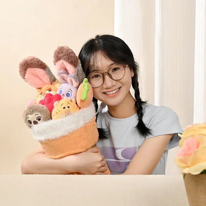 Original Potdemiel Disney Flower Bouquet Plush Toy Stuffed Doll Valentine Birthday Gift Couple Kids