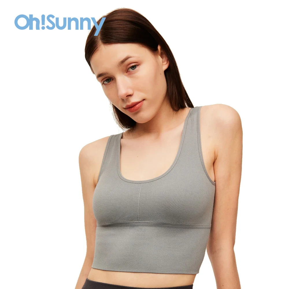 

OhSunny Women Sexy Seamless Crop Lingerie Sports Corset Yoga Tank Padded Camisole Gym Ladies Fashion Running Top