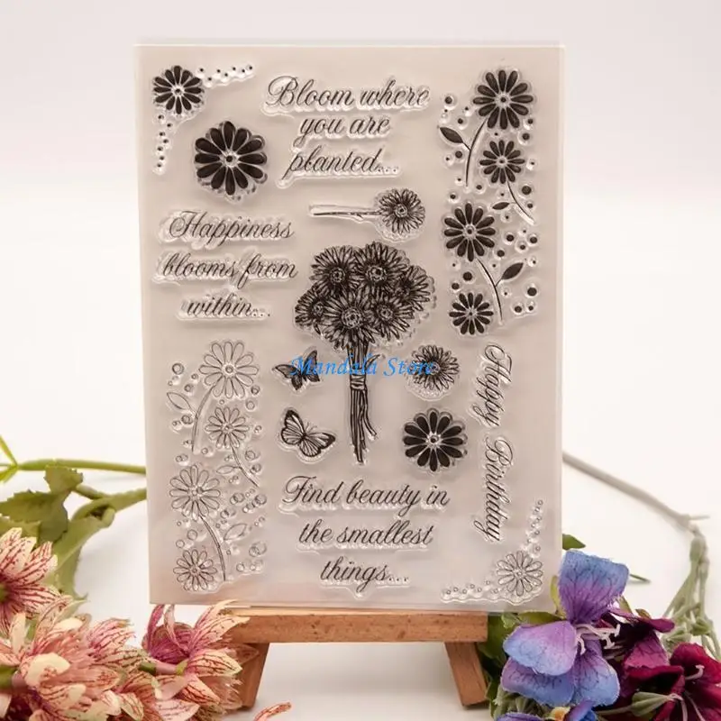 

U2JC Flower Silicone Stamp for Scrapbooking Journal Planner Album