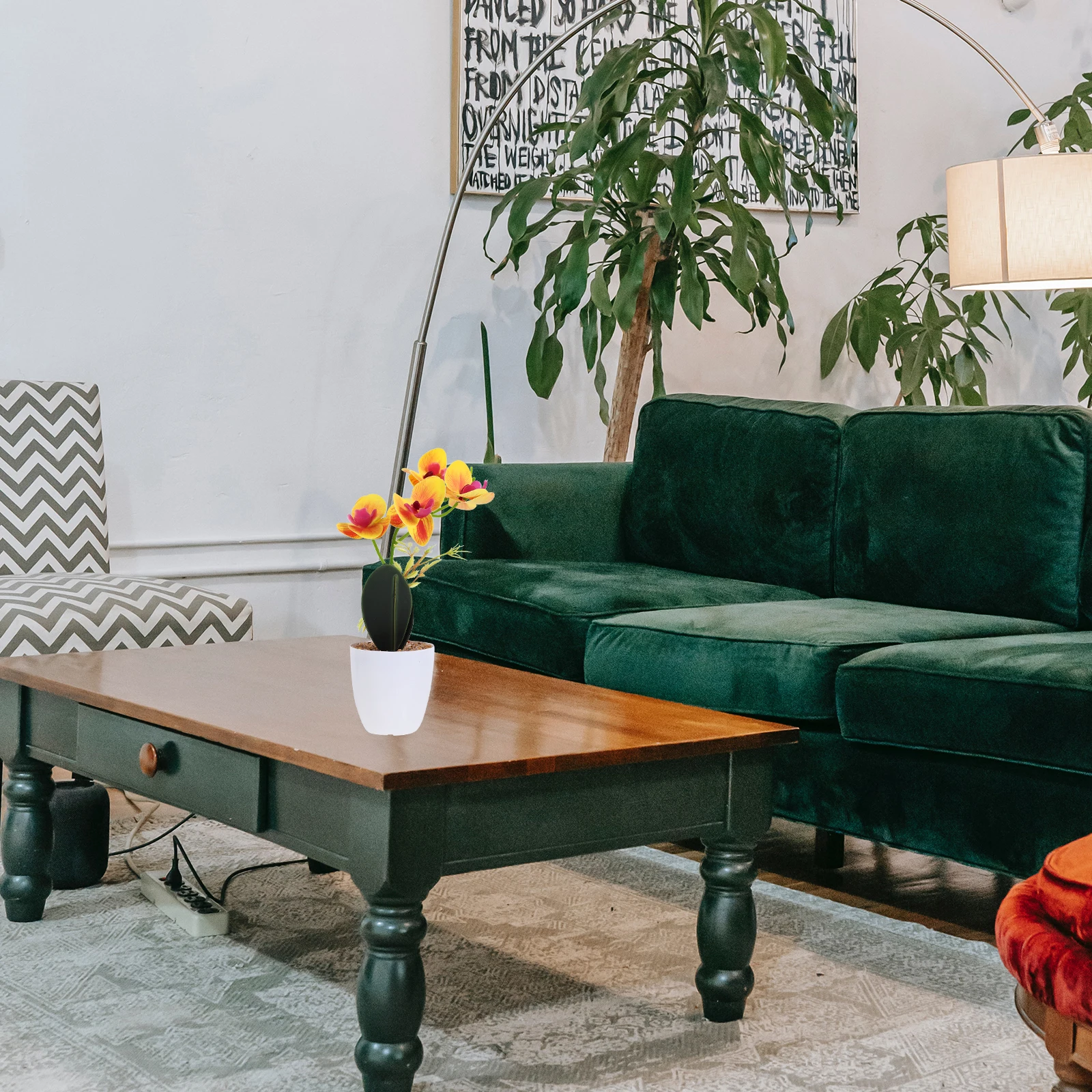 

3Pcs Artificial Bonsai Plants Phalaenopsis Decorative Potted Plastic Home Hotel Office Lifelike Fake Green Purple Yellow Small