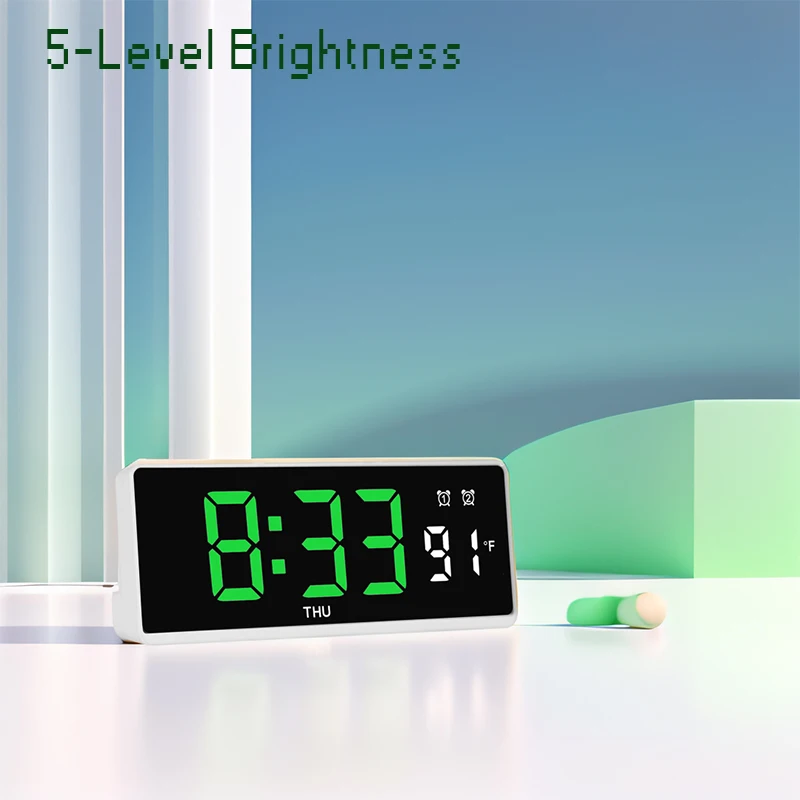 Digital Alarm Clock Desk Electronic Clock with Temperature and Week Display for Bedroom Office Decoration Niditon