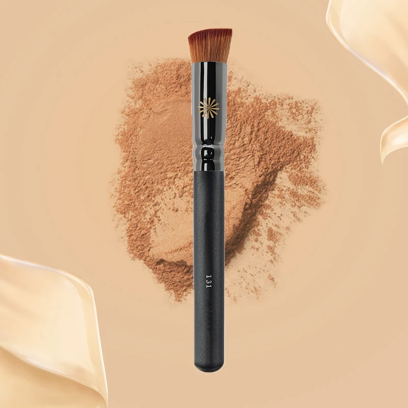 Piccasso Grey Makeup Brush No. 131 Oblique Flat Head Foundation Brush Brown Soft Fiber Hair Solid Wood Professional Makeup Brush