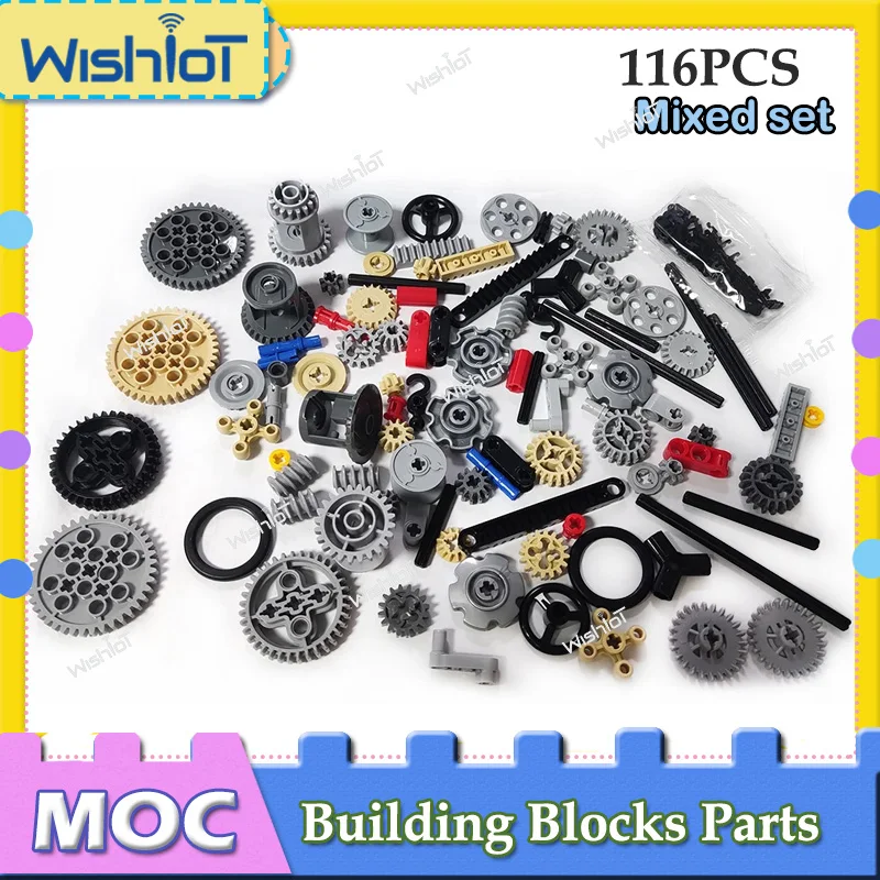 116 قطعة مجموعة عمود التروس MOC كتل التكنولوجيا أجزاء 9686 متعددة نمط التروس رمح الصليب محور خلط الطوب السائبة اللعب اكسسوارات