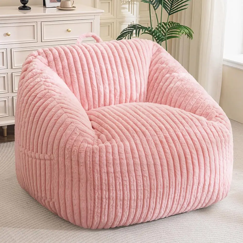 

Giant Bean Bag Chair For Adults And Kids, Large Comfy Cozy Beanbag, Floor Sofa For Teens, Living Room, Gaming, Reading, Pink