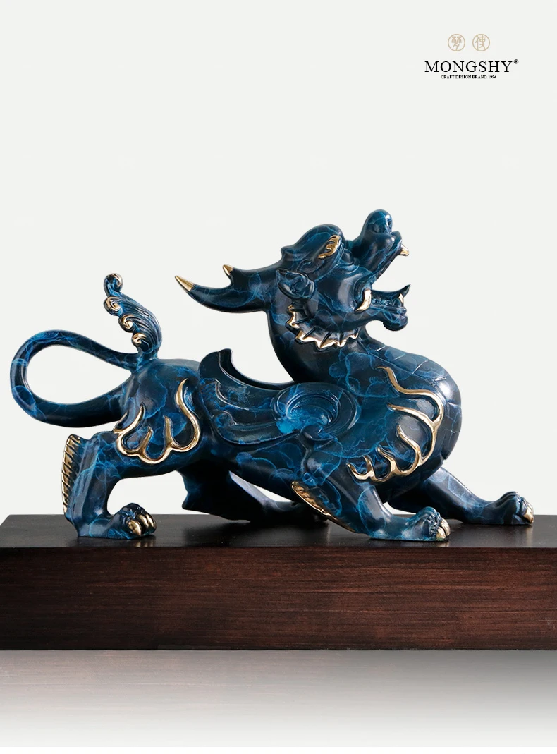 2023 شركة المتجر المنزلي التميمة تعويذة جلب الثروة المال حسن الحظ تشن تشاي التنين بي شيو البرونزية النحت فنغ شوي تمثال