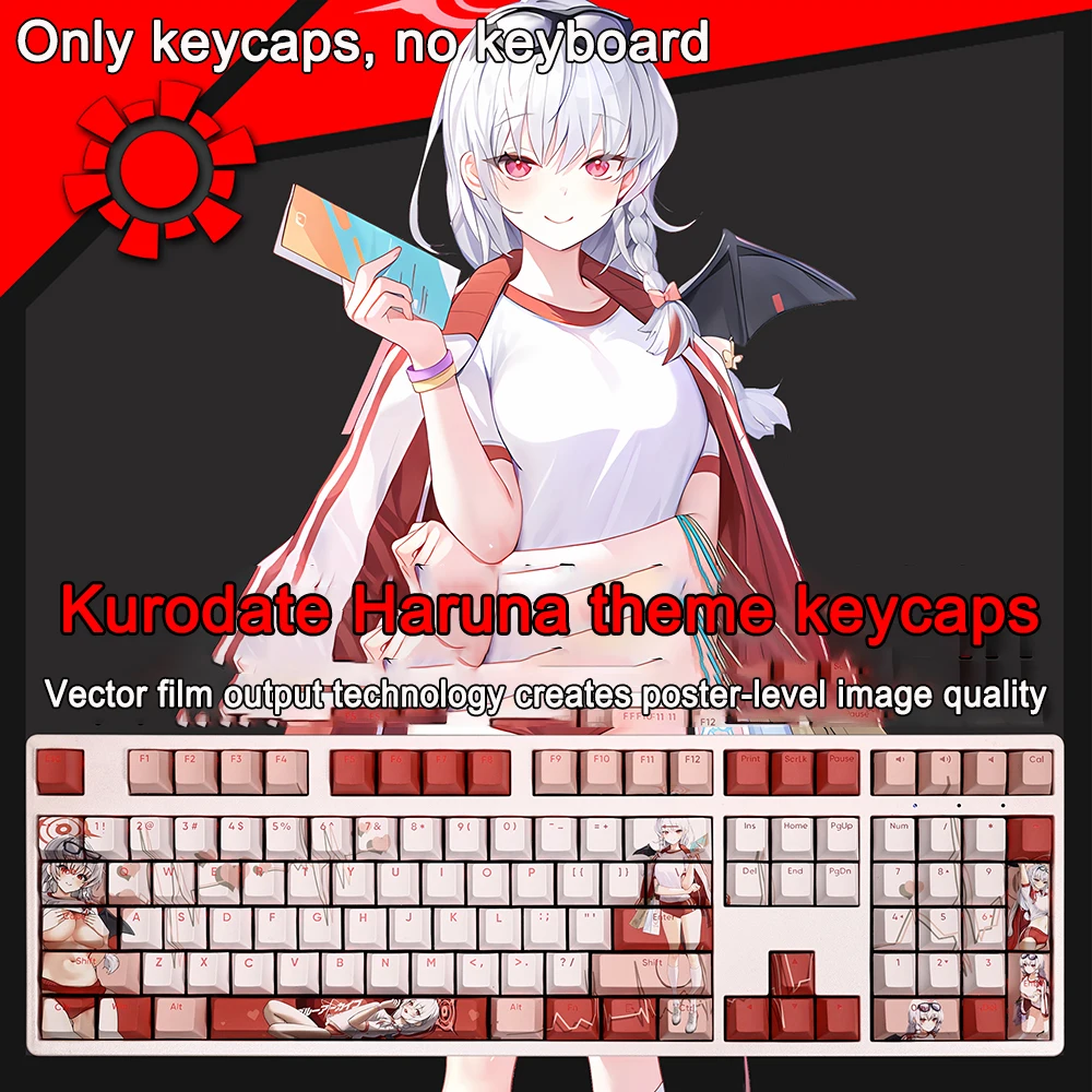Blue Archive Keycaps Ono Tsukuyo 108 Keys PBT Dye Subbed Keycap Cherry Anime Cartoon Gaming Key caps For ANSI 61 87 104 108 Keys