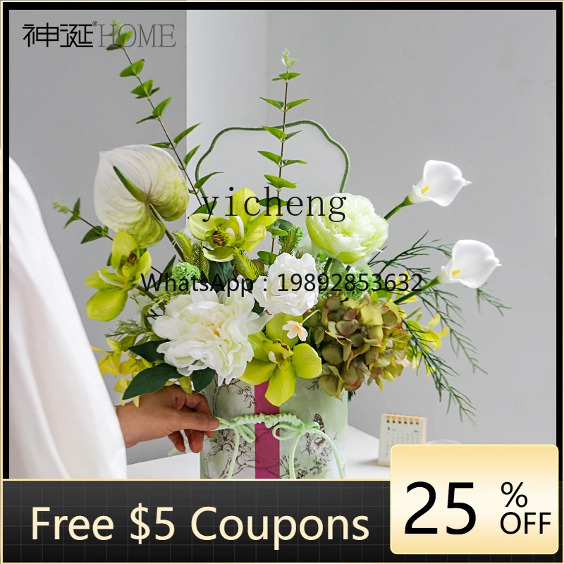 AA new Chinese cheongsam hug bucket flower arrangement ornament simulation living room decoration flower fairy garden