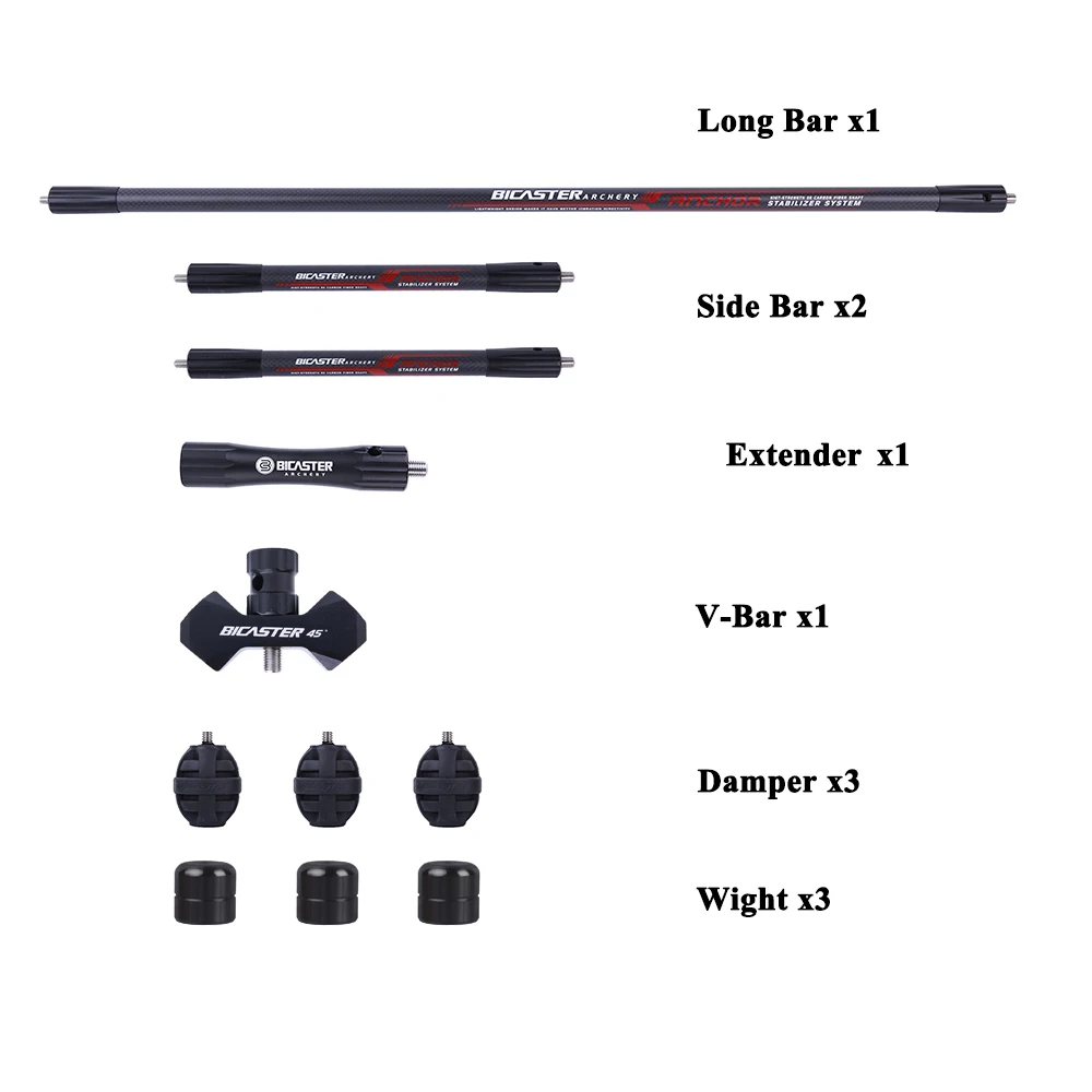 

BICASTER Full Set Archery Recuve bow Stabilizer Balance System 3K Carbon Made Outdoor accessory