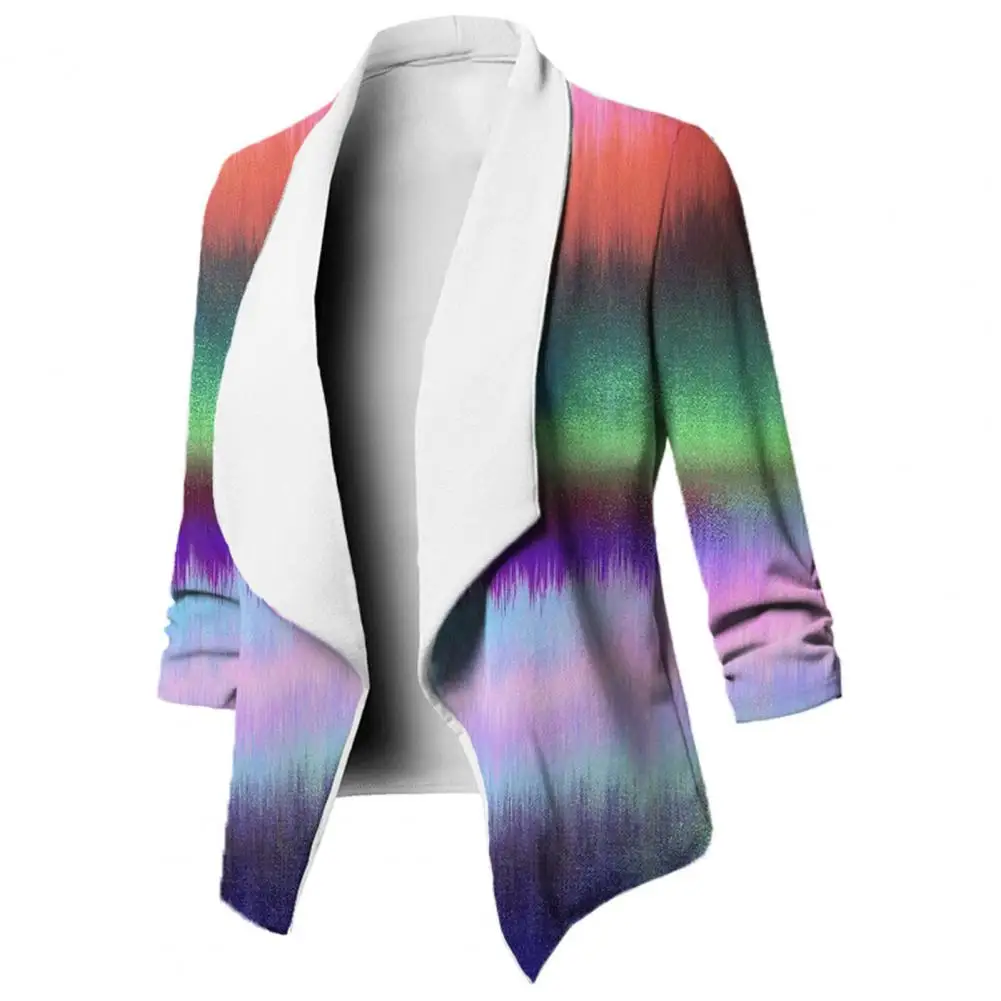 Casaco grosso colorido com estampa 3D feminino, casaco solto, jaqueta macia, quente, outono, inverno