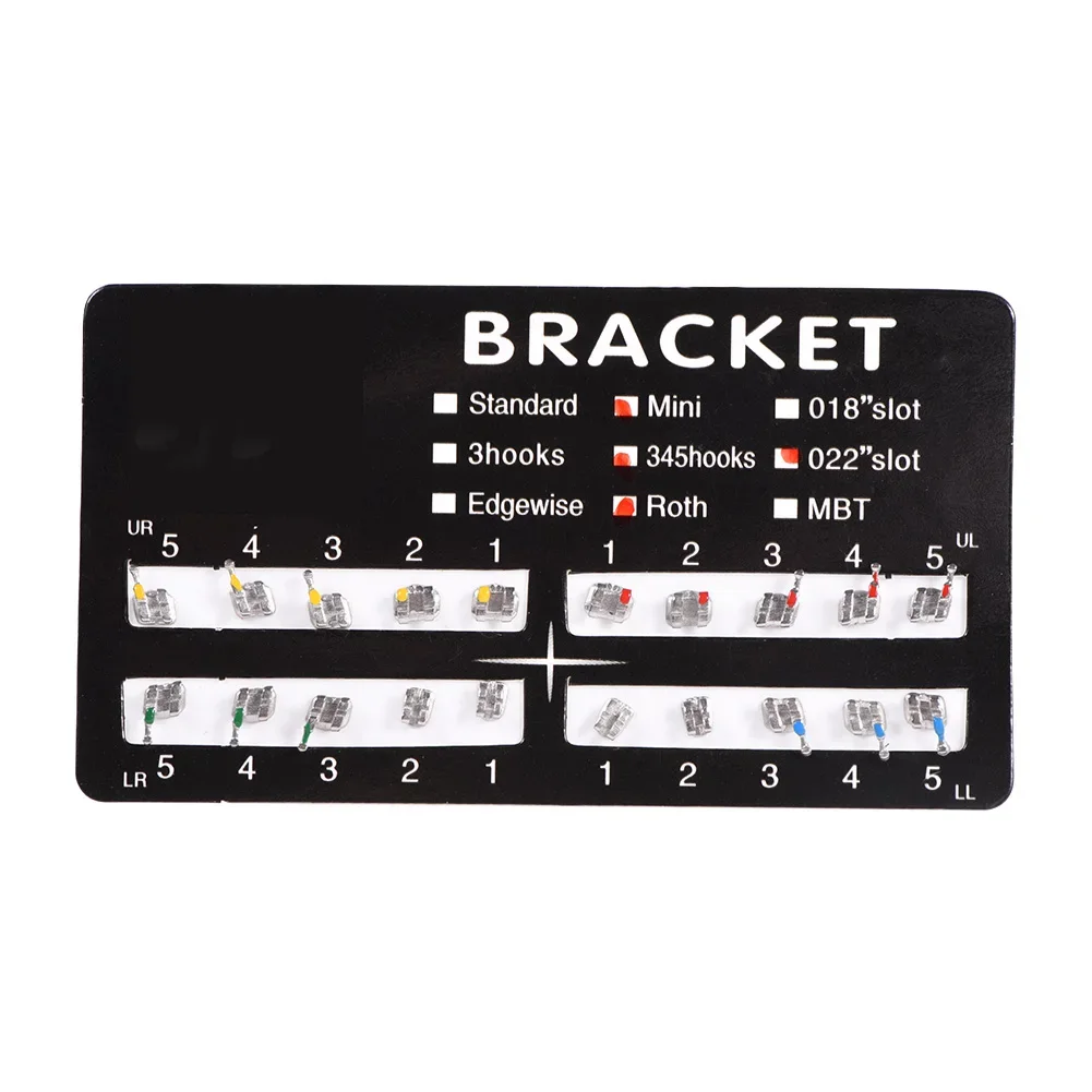 

10 Sets/200Pcs Dental Orthodontics Metal Brackets 3-4-5 Hooks Mini Fake Braces 022" Slot Roth Dentist Clinic Material Supplies