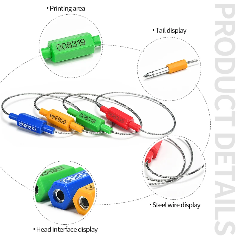 Imagem -04 - Selos de Cabo Invioláveis Selos de Fio Evidentes de Alta Segurança Metal Auto Bloqueio Puxar Etiquetas Apertadas para Reboques de Caminhão de Carga Recipientes 50 Peças