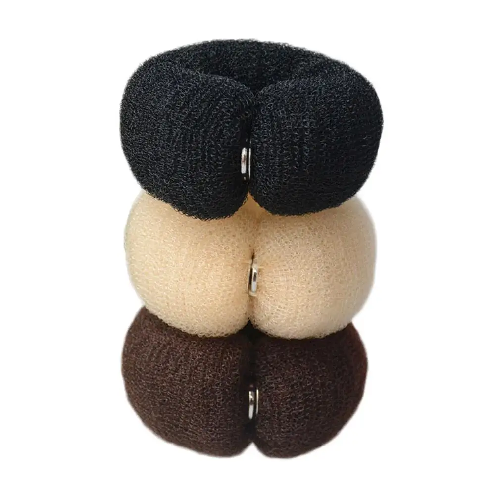 

3 Pcs Hair Bun Makers Elastic Nylon Donut Shaper Long Hair Styling Tool Beige Washable Accessories