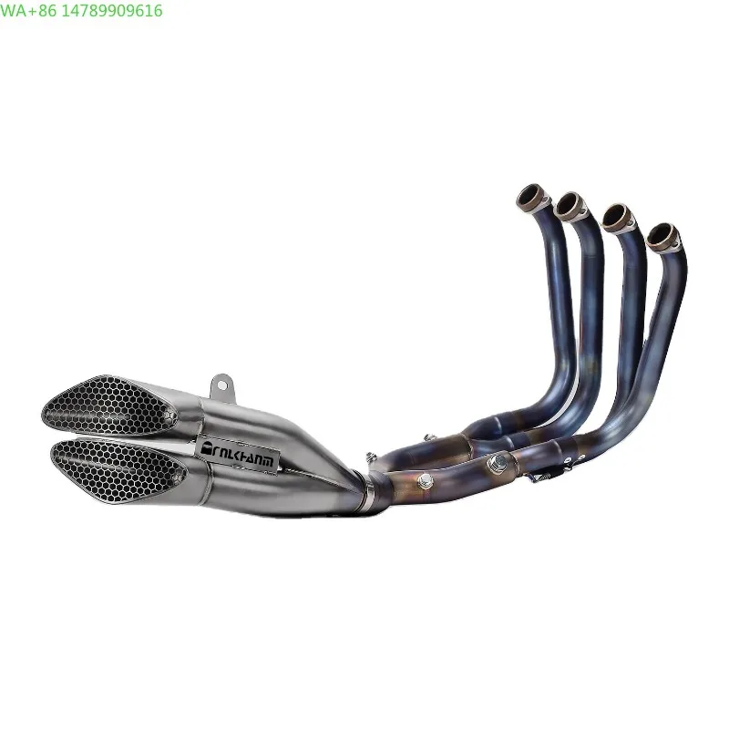 Forged Exhaust System For MotorcycleNlkHanm Modified Titanium Alloy Double Exit Muffler Slip-on Front Pipe Full Exhaust System S