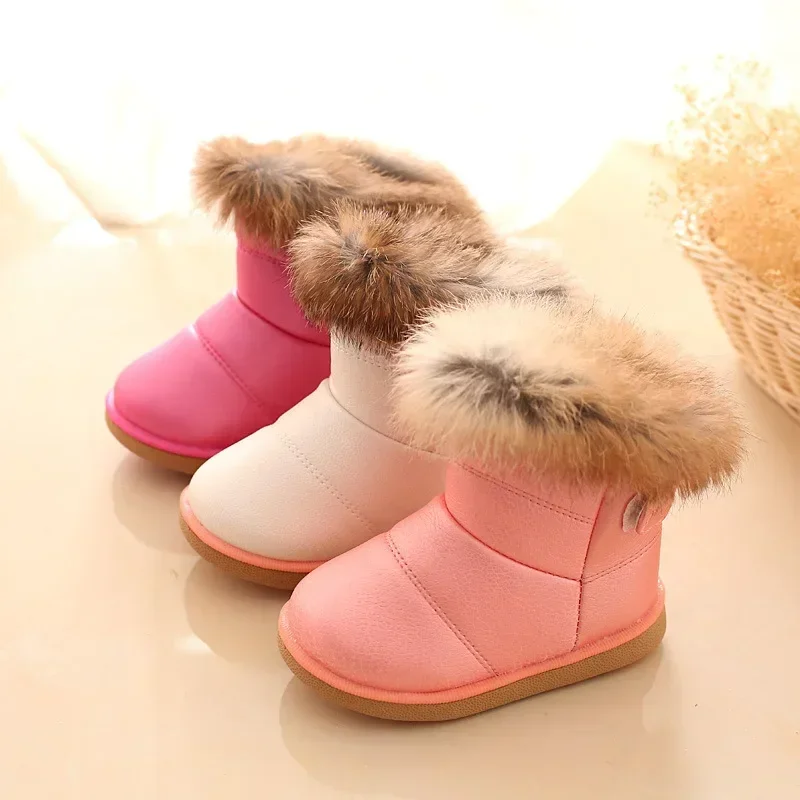 Children Winter Warm Boots New Girls Princess Shoes Anti-slip Soft Sole High Top Boots Kids Casual Waterproof Thick Bottom Boots