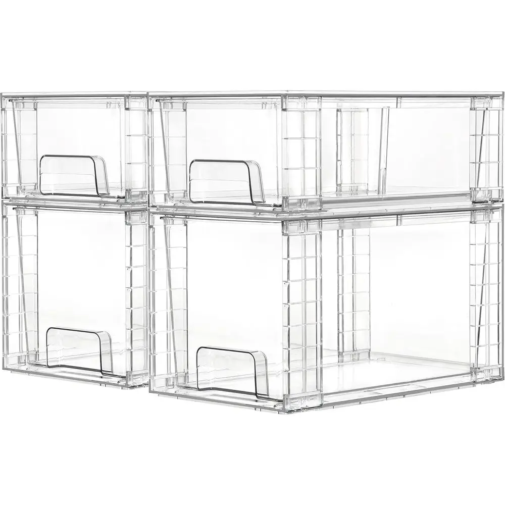 

Clear Stackable Storage Drawers, Under Sink & Kitchen Organizers, Easy Assemble Plastic Drawers for Baby Bottles, Medicine, Bath