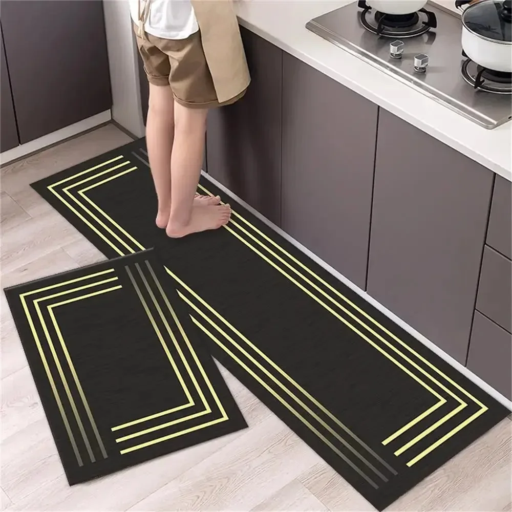 

Kitchen Floor Mat Washable Non-slip Bathroom Entrance Carpet Absorbent Diatom Mud Rugs Solid Color Line Long Size Foot Mats 양탄자