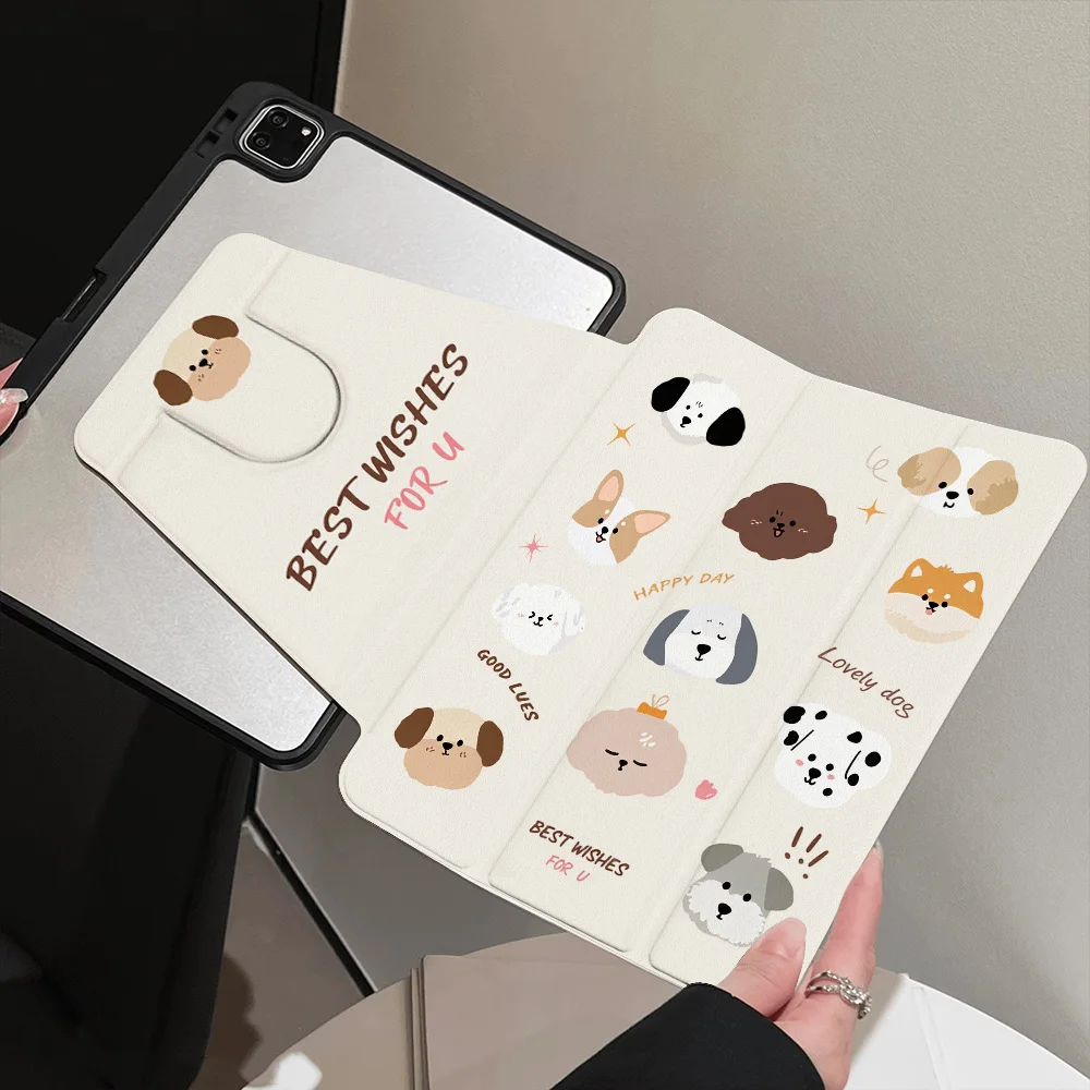 

Protective Case for Samsung Galaxy Tab S6 Lite 10.4inch Tab S9 FE plus Multi-Breed Cute Pet Head 360° rotating three-fold flat