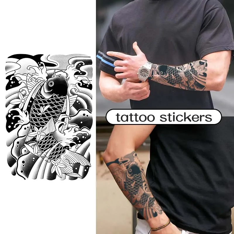 2Pcs Long Lasting Herbal Semi-Permanent Tattoo Sticker Half Arm Temporary Waterproof Tattoo Sticker Fake Tattoo Cover Body Scar