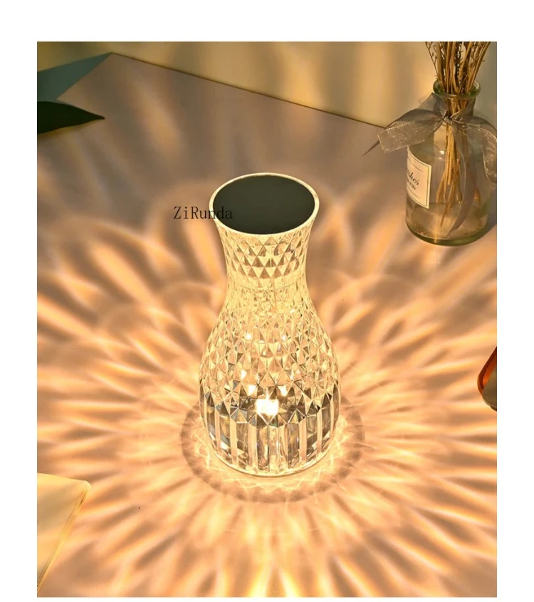Vase crystal desk lamp, bedroom bedside desktop decorative night light, creative touch ambient light