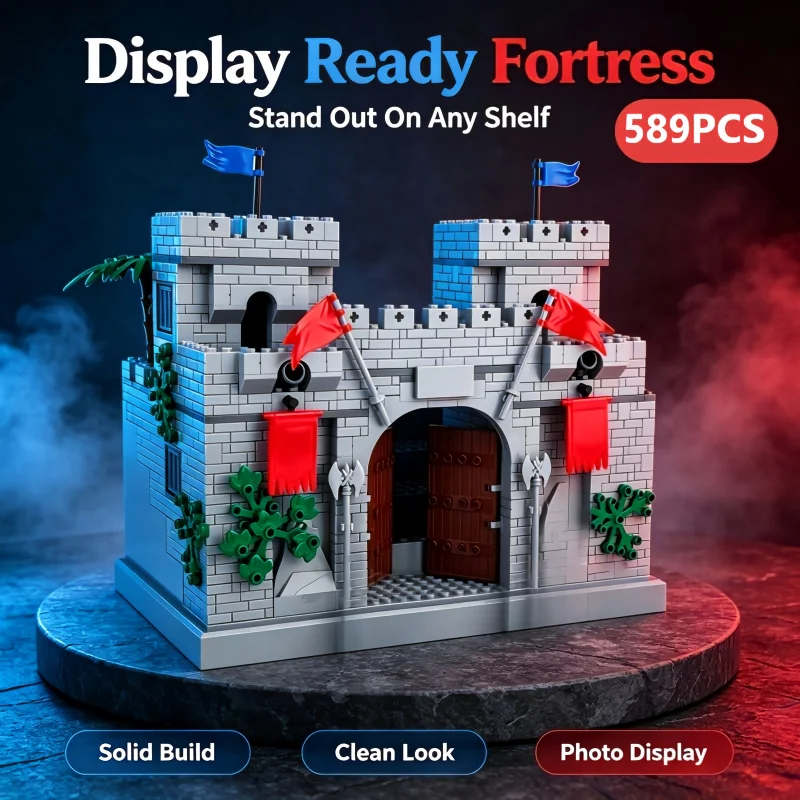 中世の城モデル-moc-ビルディングブロックホワイトドラゴンズ城テクノロジーレンガ-diy-組み立てホリデー建設おもちゃギフト