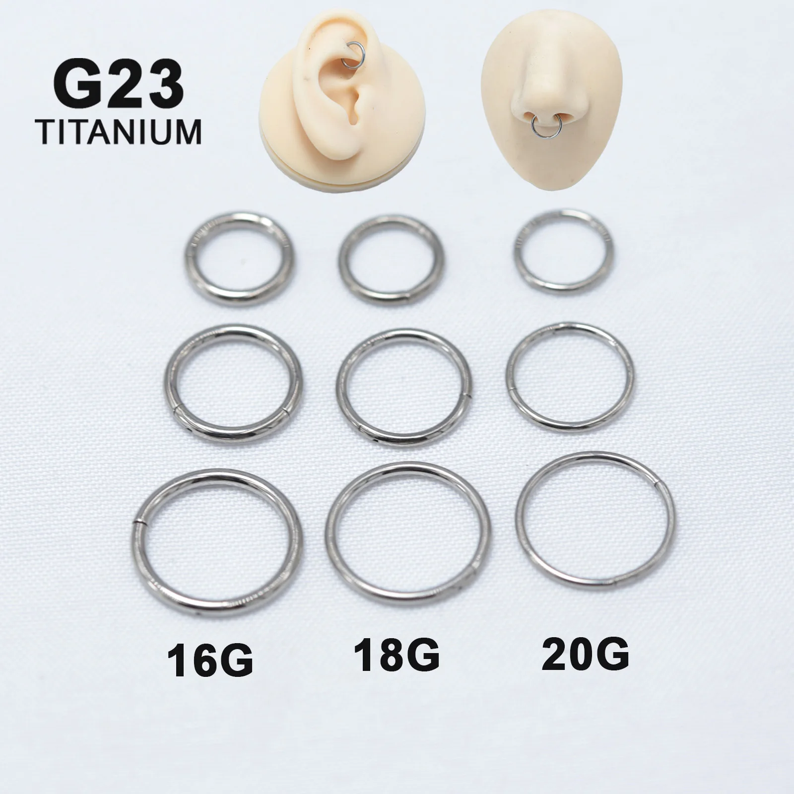 16G 18G Implant Grade Titanium G23 Hinged Segment Ring Clicker for Septum Daith Helix Conch Piercing Body Jewelry