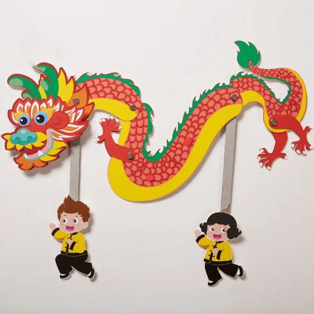 DIY Chinese New Year Dragon Handmade Traditional Culture Dragon Making Material Pack Delicate Educational Paper Cutout Gift